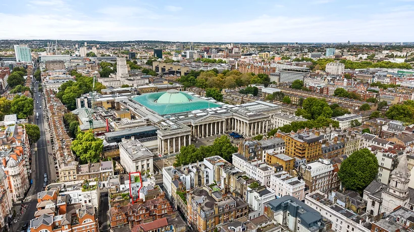 Central London rooftops from above, drone property photography London