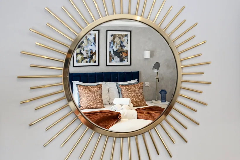 Mirror and console styling detail, Airbnb photography London