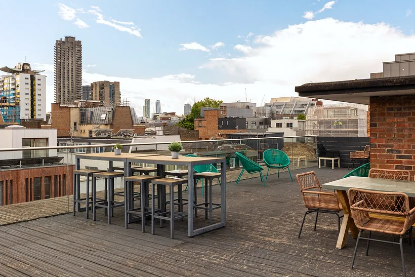 Roof terrace looking over the city, commercial photography London