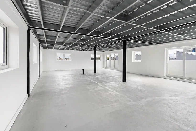 Open-plan new-build floor ready for fit-out, developer photography London
