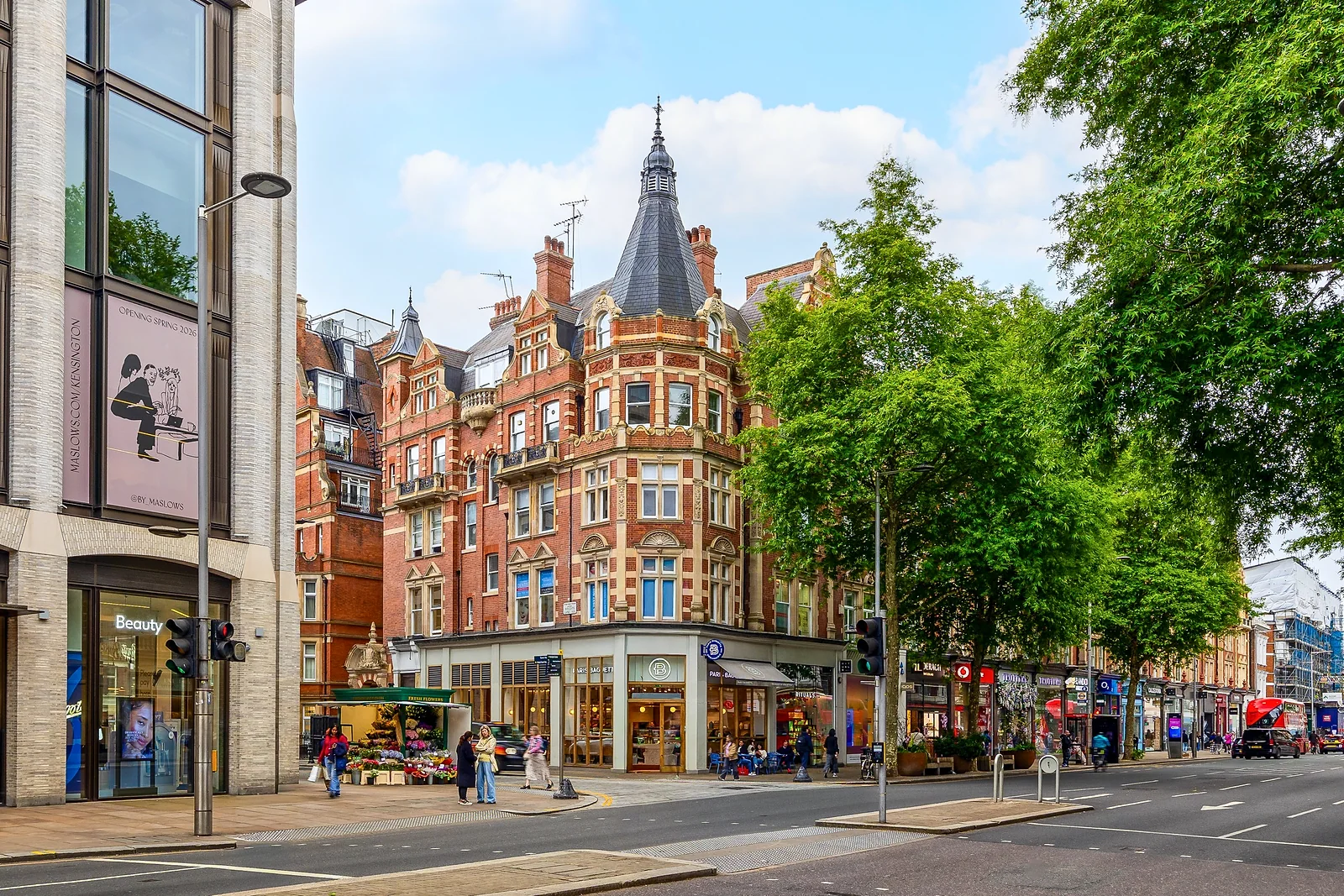 Red-brick Victorian corner building on a high street, developer photography London